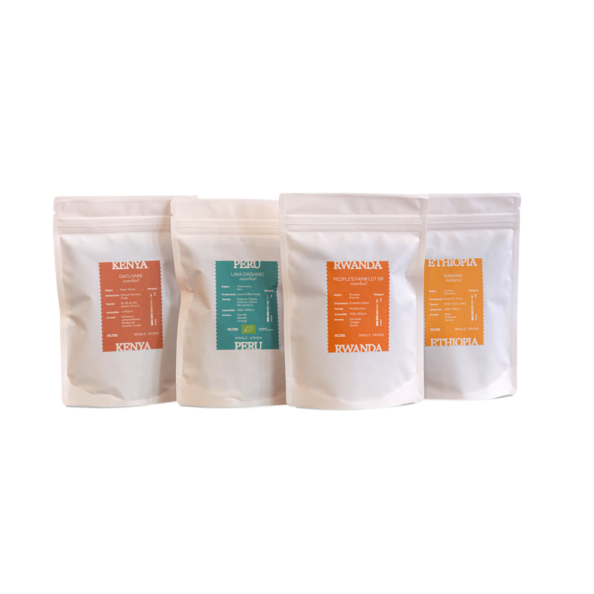 Specialty Coffee Probierset 4 x 100g Packungen